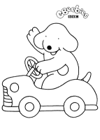 A coloring page of spot the dog